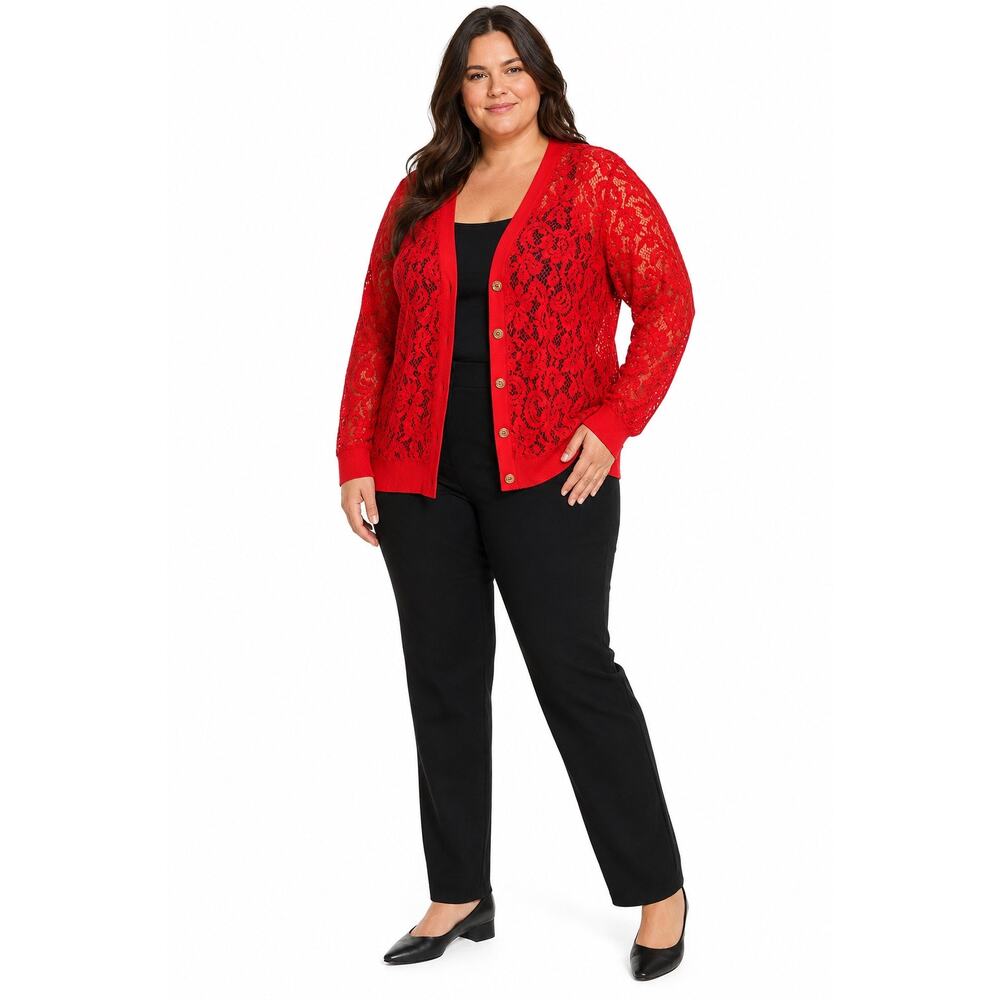 NWT MICHAEL Michael Kors Lace Cardigan Womens 3X Grenadine Red